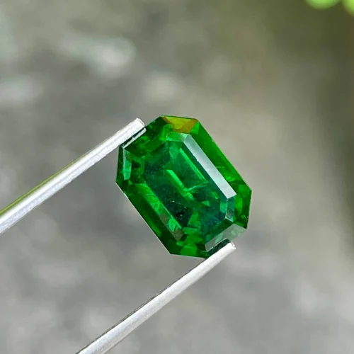 ID 111_393_1.D Tsavorite garnet green, emerald cut octagon, 5.21 carats