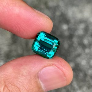 ID_123_404_3.D Greenish Blue Tourmaline · Cushion Cut · 5.86 ct · Afghanistan
